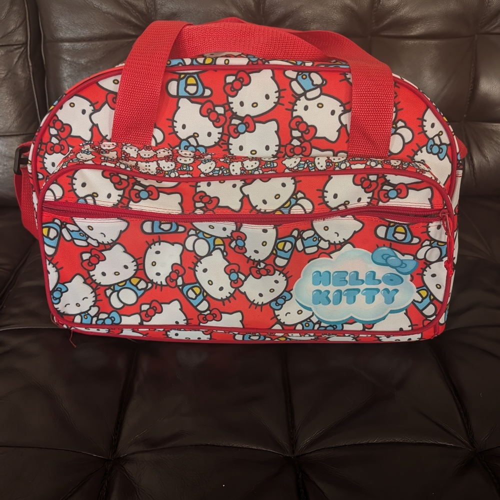 Hello Kitty Red Nylon Printed Duffel Bag